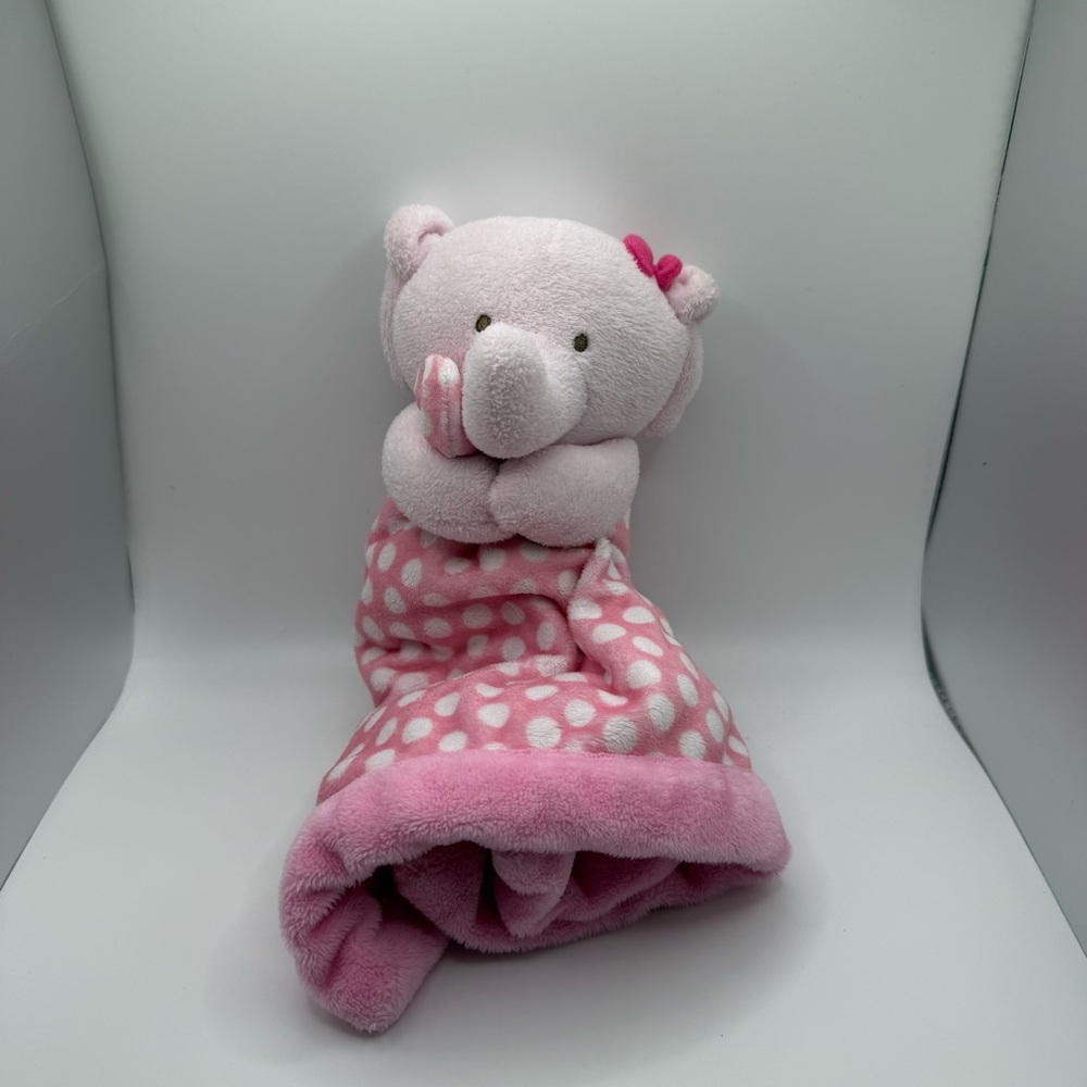 Carter’s Carter Polka Dot Lovey Elephant Pink White Plush Baby Security Blanket
